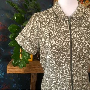 nwt FREE PEOPLE woven palm print JUMPSUIT leisure suit vintage vibes LARGE